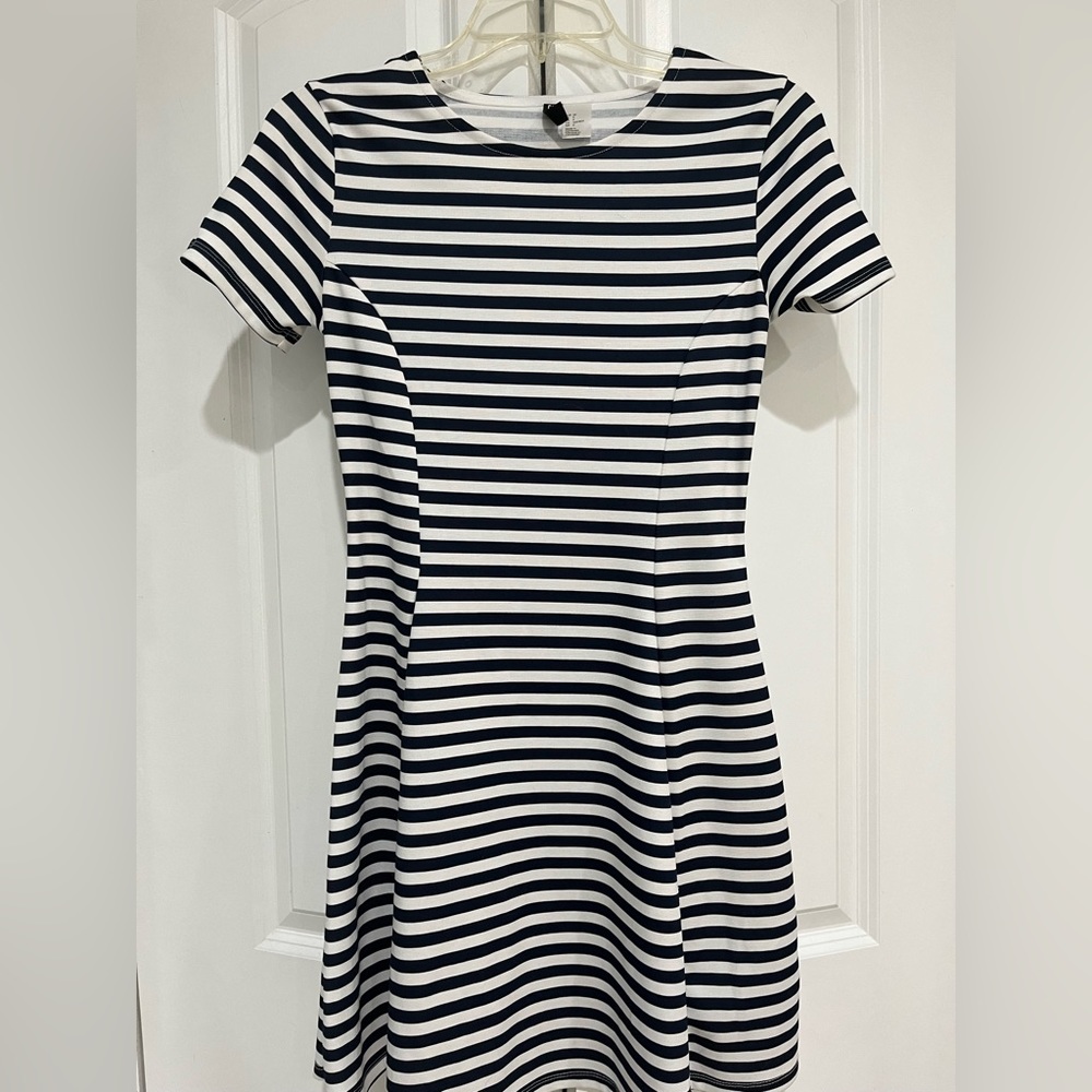 Navy and White Striped Dress